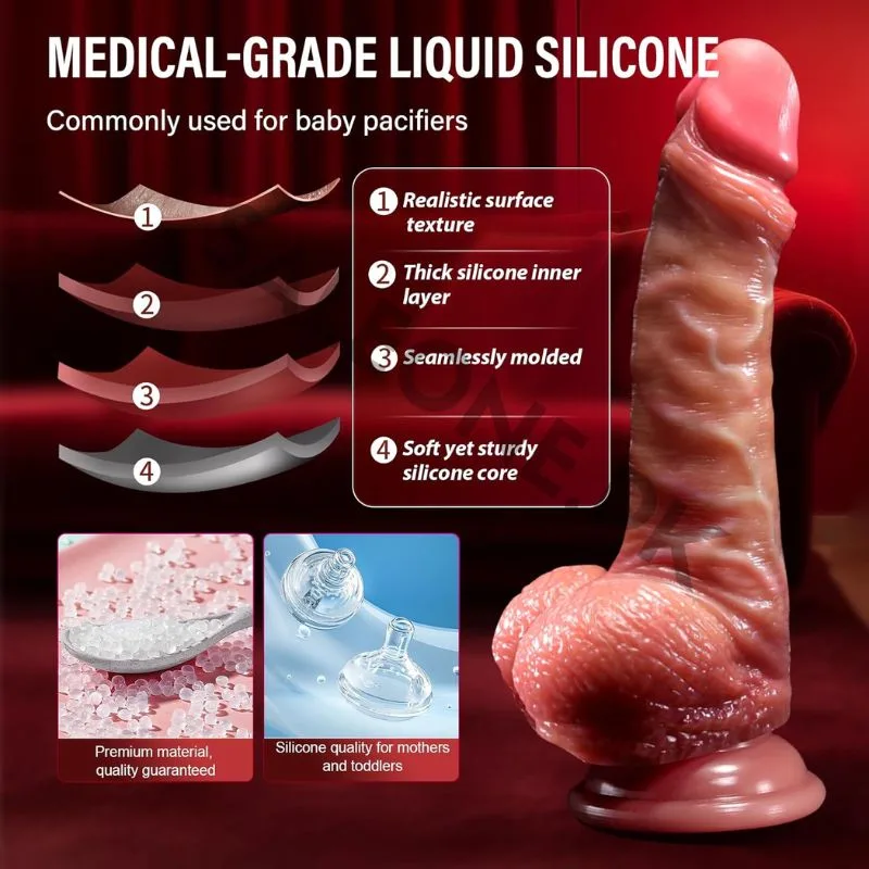 8.5 Inch Soft Silicone Dildo Jerkable Skin  | Realistic Feel