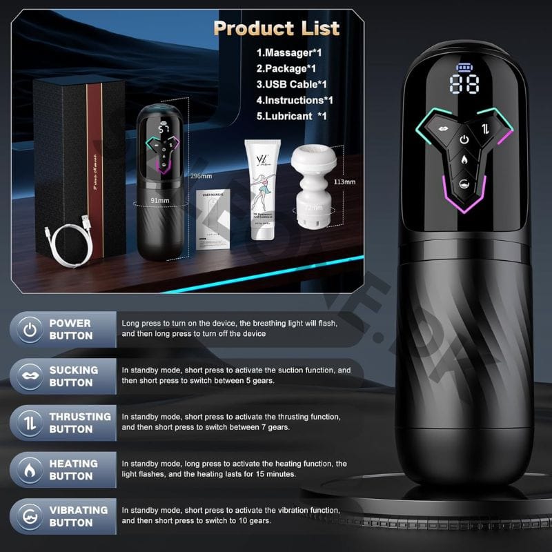 Sky Power Heating Male Masturbator Pump | 5-in-1