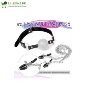 2PC BDSM Set - Gag Ball with Nipple Clamp